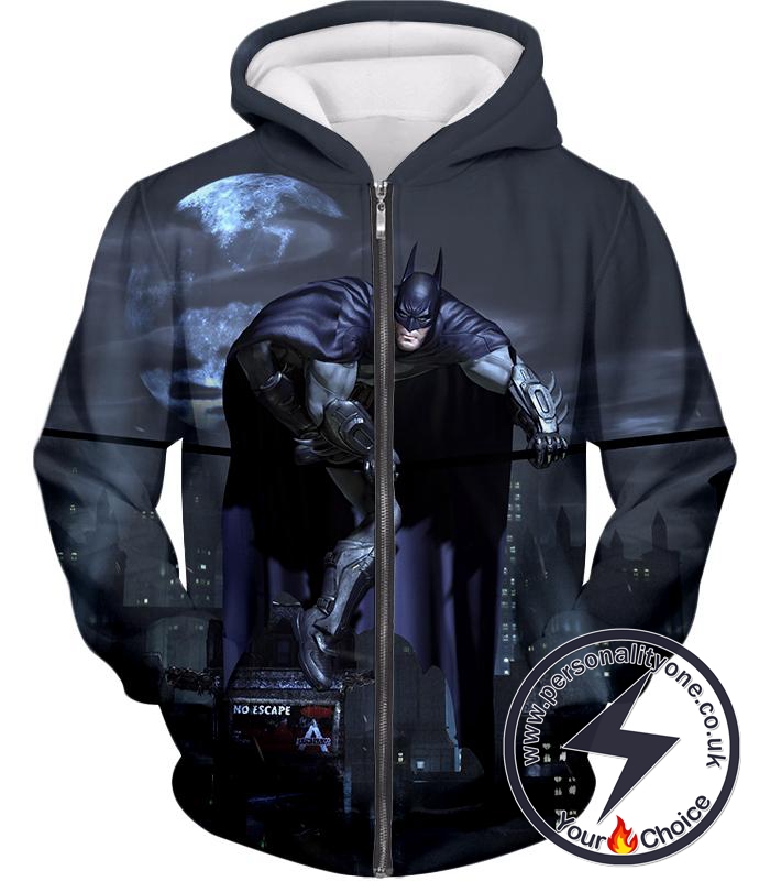 Super Cool 3D Batman Action Game Promo Graphic Zip Up Hoodie